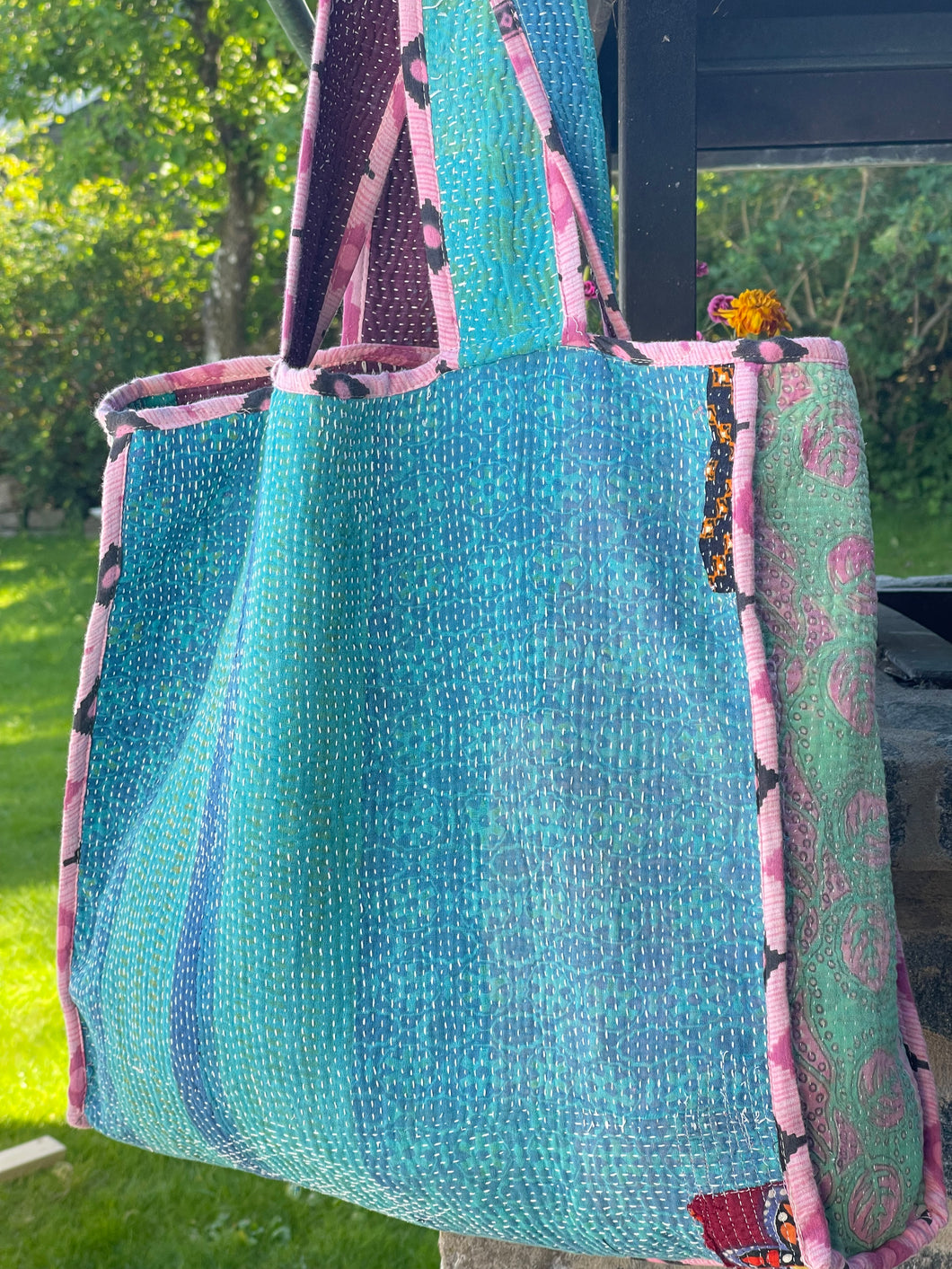 Sari Kantha Tote Bag