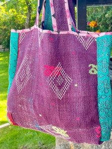 Sari Kantha Tote Bag