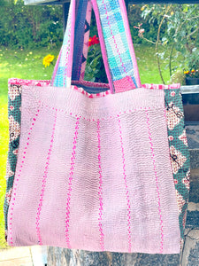 Sari Kantha Tote Bag