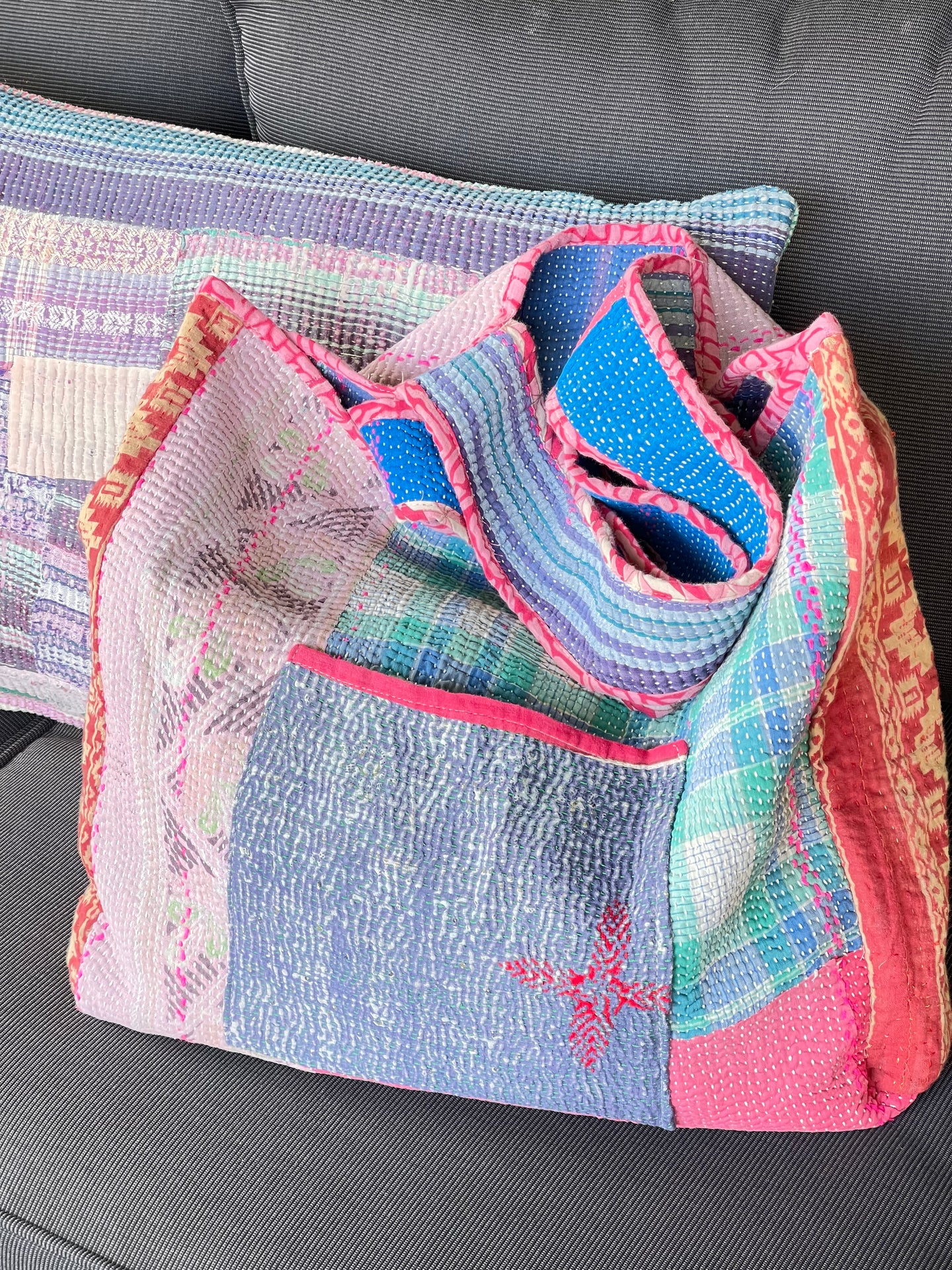 Sari Kantha Tote Bag