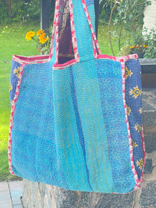 Sari Kantha Tote Bag