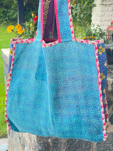 Sari Kantha Tote Bag