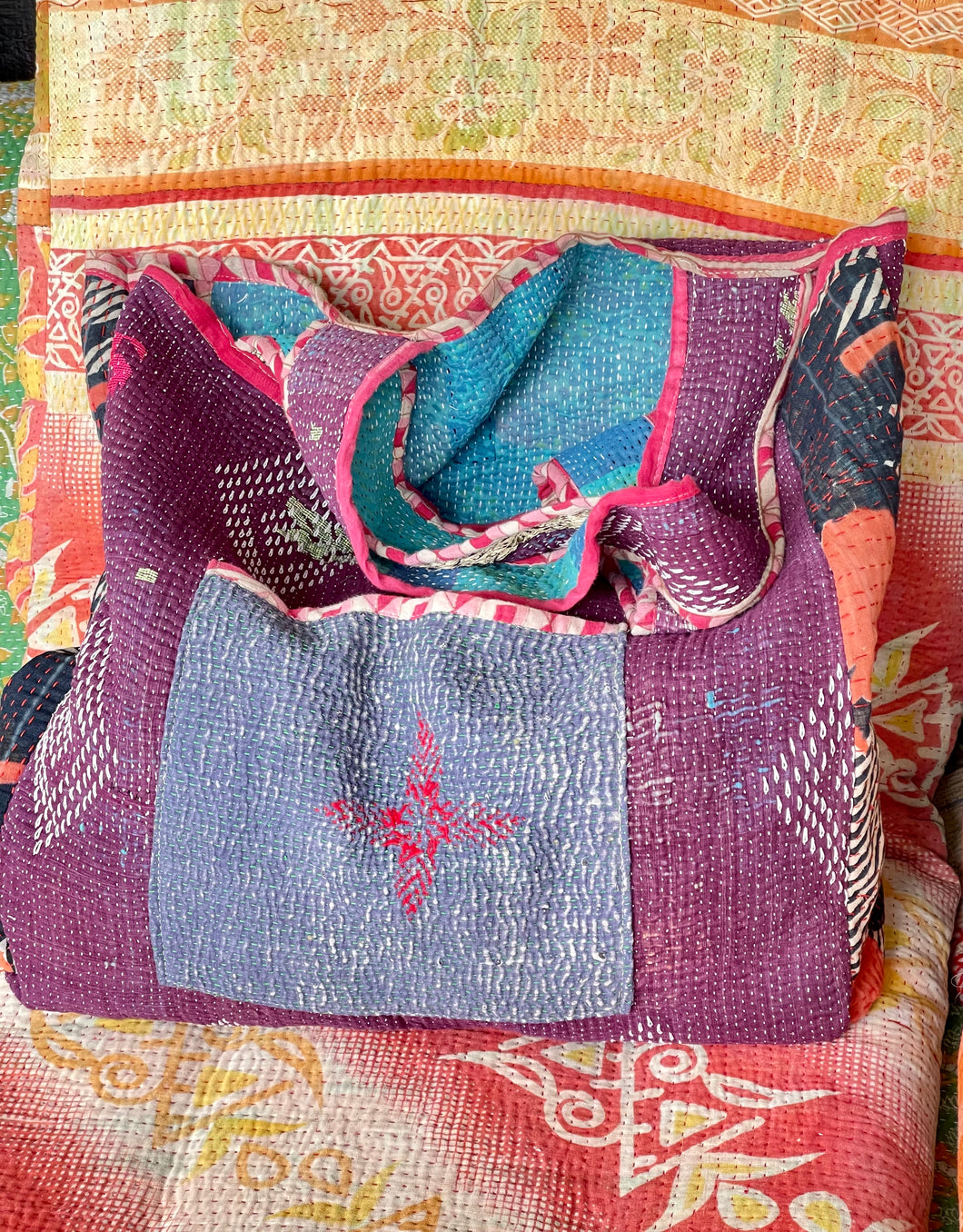 Sari Kantha Tote Bag