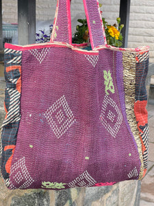 Sari Kantha Tote Bag