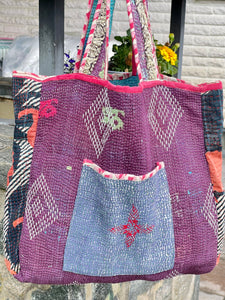 Sari Kantha Tote Bag