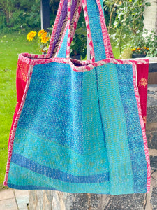 Sari Kantha Tote Bag