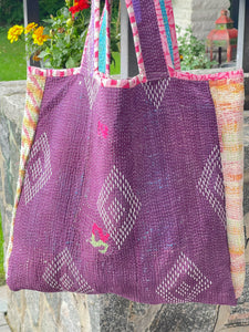 Sari Kantha Tote Bag