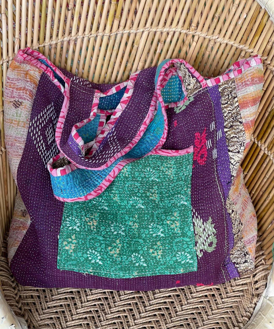 Sari Kantha Tote Bag