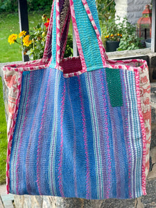 Sari Kantha Tote Bag