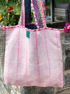 Sari Kantha Tote Bag