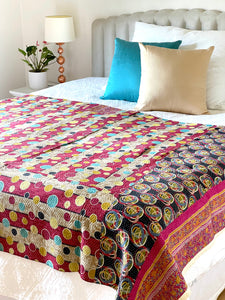 Vintage Sari Kantha Quilt