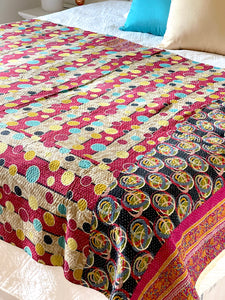 Vintage Sari Kantha Quilt