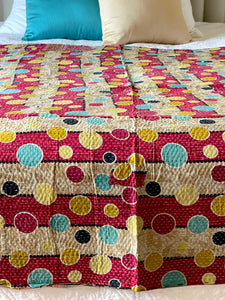 Vintage Sari Kantha Quilt