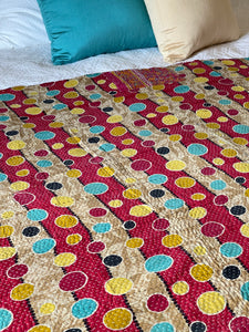 Vintage Sari Kantha Quilt