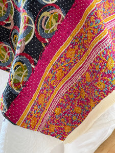 Vintage Sari Kantha Quilt