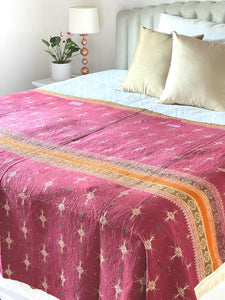 Vintage Sari Kantha Quilt