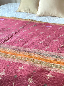 Vintage Sari Kantha Quilt