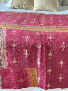 Vintage Sari Kantha Quilt