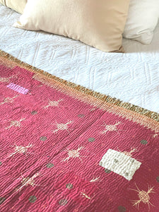 Vintage Sari Kantha Quilt