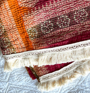 Vintage Sari Kantha Quilt