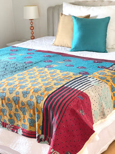 Vintage Sari Kantha Quilt