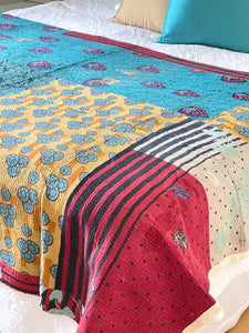 Vintage Sari Kantha Quilt