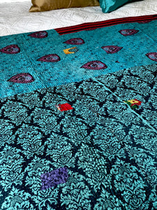 Vintage Sari Kantha Quilt