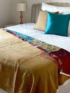 Vintage Sari Kantha Quilt