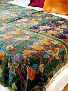 Vintage Sari Kantha Quilt