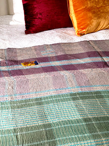 Vintage Sari Kantha Quilt