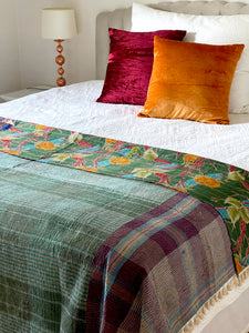 Vintage Sari Kantha Quilt