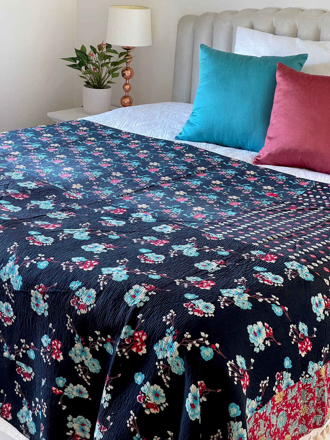 Vintage Sari Kantha Quilt