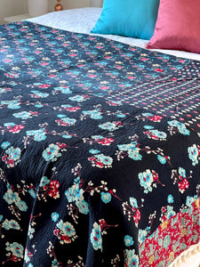 Vintage Sari Kantha Quilt