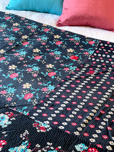 Vintage Sari Kantha Quilt