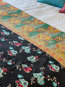 Vintage Sari Kantha Quilt