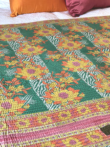 Vintage Sari Kantha Quilt