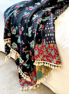 Vintage Sari Kantha Quilt