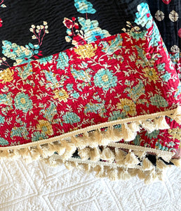 Vintage Sari Kantha Quilt