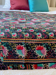 Vintage Sari Kantha Quilt