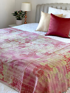 Vintage Sari Kantha Quilt