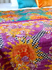 Vintage Sari Kantha Quilt