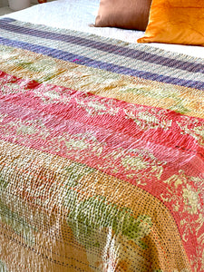 Vintage Sari Kantha Quilt