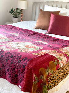 Vintage Sari Kantha Quilt