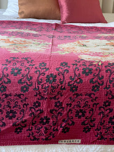 Vintage Sari Kantha Quilt