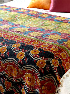 Vintage Sari Kantha Quilt