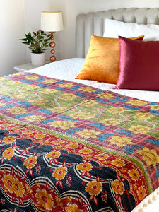 Vintage Sari Kantha Quilt