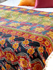 Vintage Sari Kantha Quilt