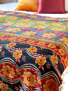 Vintage Sari Kantha Quilt