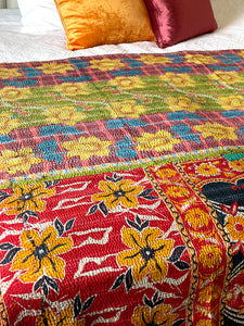 Vintage Sari Kantha Quilt