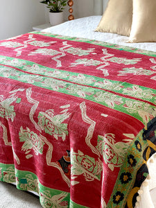 Vintage Sari Kantha Quilt